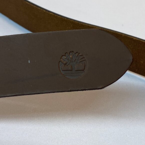 Timberland Mens Brown Leather Belt Size 32 With Metal Buckle Classic Jeans - Picture 4 of 7